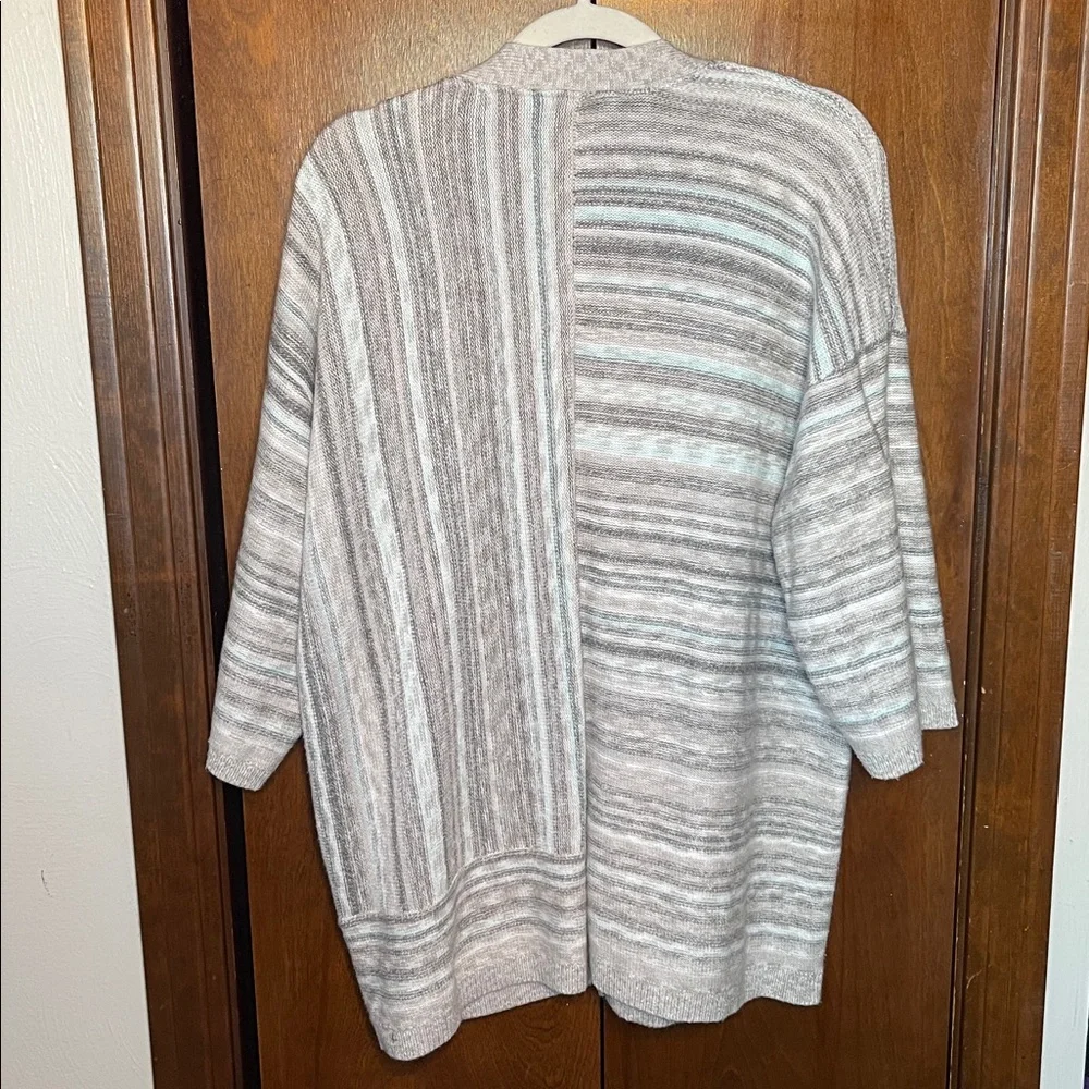 Pure Jill Striped Cardigan in Gray and White and Light Blue Size Small - Picture 6 of 6